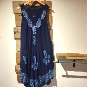 Rima Navy Blue Embroidered Dress